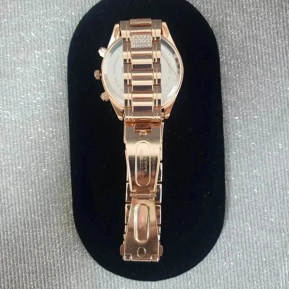 BEBE Rose Gold Rhinestone Embellished Watch